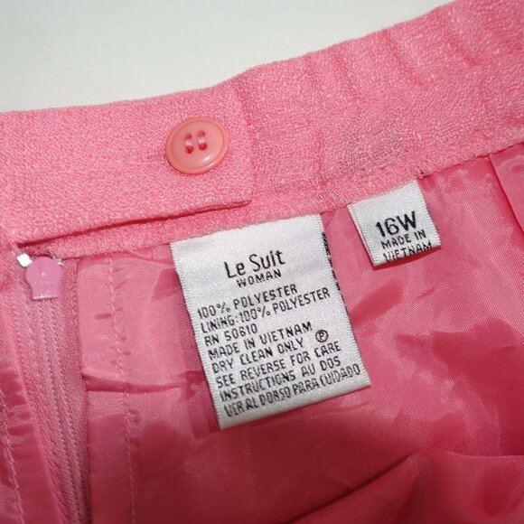 Le Suit Womens Skirt Suit Size 16W Pink 100% Polyester Short Sleeves Midi Length - Picture 3 of 8